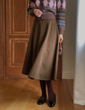 Lena Wool Brushed Banding Flare Skirt