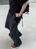 Two-way Open Cutting Nylon Wide Pants