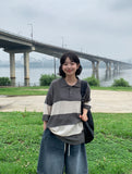 [Unisex] Minke Boucle Stripe Collar Short Sleeve Knit
