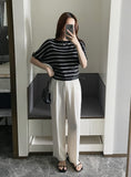 Say Boat-Neck Roll-Up Stripe Knit
