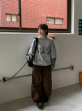 [unisex] Panpio Embroidered Stripe Layered Sweatshirt