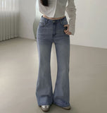 -3kg Span Semi-Bootcut Long Denim Pants