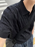 Cable knit short sleeve open collar ver