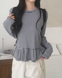 Getty Stripe Frill Layered Long Sleeve T-Shirt