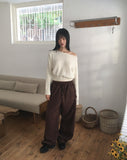 Penu Suede Side Hem Snap Long Pants