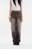 Latte washed regular denim pants