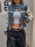 Peer One Track Crop Leather Jacket