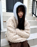 Sell Fluffy Fur Color Matching Quilted Hood Zip-Up Jumper