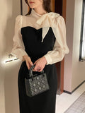 Melage Chiffon Color Matching Tie H-Line One Piece