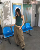 Jeje cargo string two-way wide pants