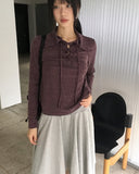 Letil Hippie Velvet Bokashi Eyelet Collar T-Shirt