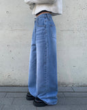 Jiki Light Blue Brush Washing Wide Pants