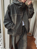 Deep L Washing Beige Hood Denim Jacket