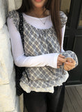 Poupo Lace Layered Scrunchie Check Sleeveless