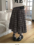 Solpa Check Flare Tiered Long Skirt
