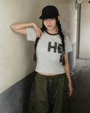 Neku Vintage Stripe Lettering Print Short Sleeve T-Shirt