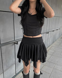 Hota Tiered Shirring Span Mini Skirt