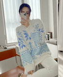 [Wool 10%] Special Round Snowflake Knit