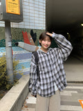 Yuuki color matching hood check shirt