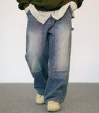 Hold Double Knee Wide Denim Pants