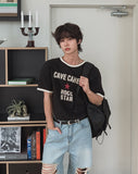 Rokdon Star Lettering Ringer Short Sleeve T-shirt