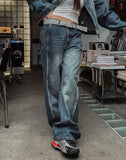 Ocean washing side cut denim pants