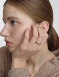 Champagne Full Moon Silver (P) Glossy Slim Ring M