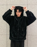 Boa fleece hooded zip-up