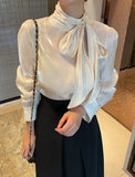 Sharo satin tie blouse