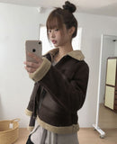 Renee Crop Wool Big Pocket Mustang Jacket