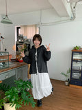 Mopen Nylon Banding Balloon Long Skirt