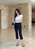 Beck V-Neck Ribbed Cap Sleeve Knit Tee