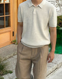 Deep linen one-tuck wide pants