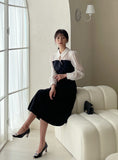 Serindy Collar Trench Color Matching One Piece
