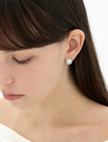 Champagne Full Moon Silver (W) Luna Garden One-Touch Earrings S