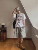 Scar embroidery bermuda pants
