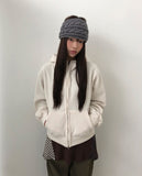 Inu fleece high-neck two-way hooded zip-up