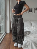 Heavy Double Knee Pintuck Wide String Pants