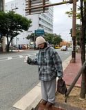 [unisex] Dotum hairy wool check duffel hood coat