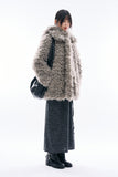 Milk plush collar fur coat