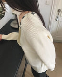 [Muffler SET] Seon Muffler Two-Way Button V-Neck Knit