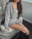 Pie Terry Stud Deep V Hoodie