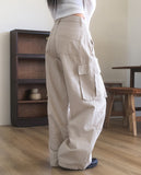 Tear pocket cargo wide cotton pants
