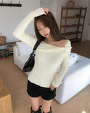 Chiro Ribbon Off-Shoulder Knit
