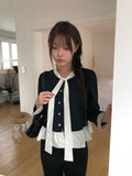 Sau Dot Ribbon Layered Cardigan