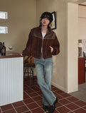 mauve balloon suede jumper
