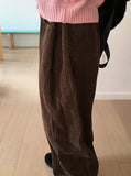 Hackett Side Folding Pintuck Corduroy Long Wide Pants