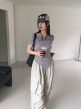 Seby Stripe Diagonal Off-Shoulder T-Shirt