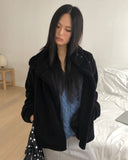 Harking High Neck Button Fleece Fur Loose Fit Jumper