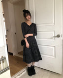 Herang Dot Lace Three Quarter Sleeve T-Shirt